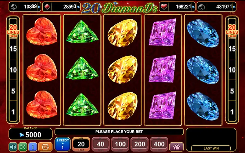 20 Diamonds game screenshot