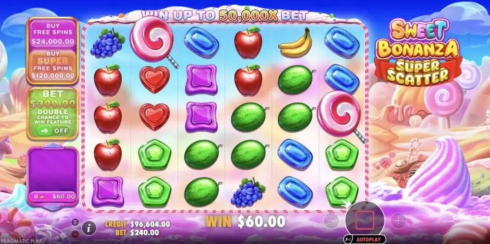 Sweet Bonanza Super Scatter Game Screenshot