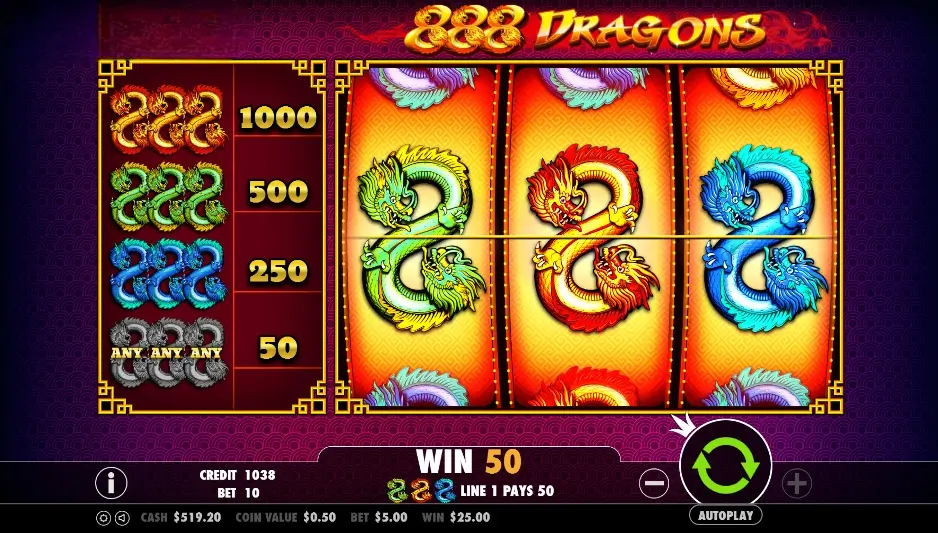 888 Dragons (Pragmatic Play) Slot Game Screenshot